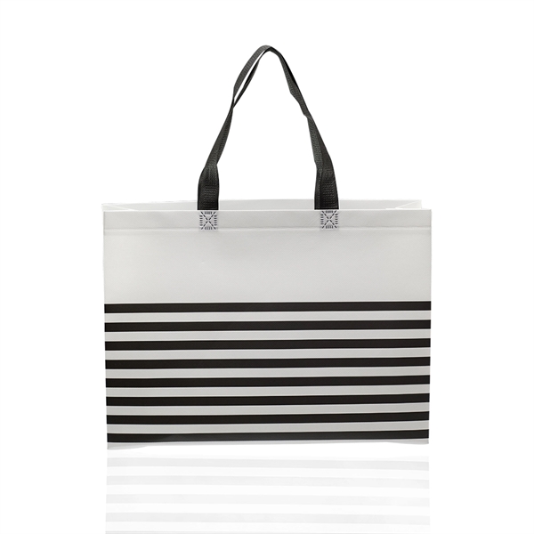 Black color option for Seaside Striped Tote Bags