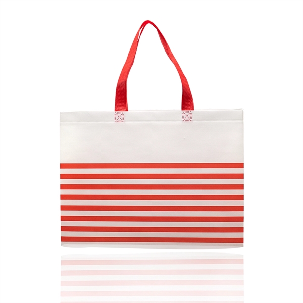 Red color option for Seaside Striped Tote Bags