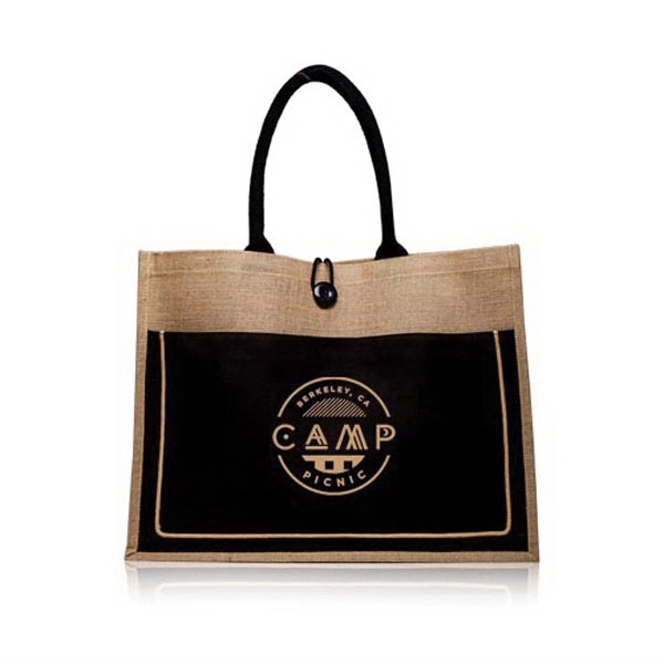 Black color option for Cotton Pocket Jute Tote Bags