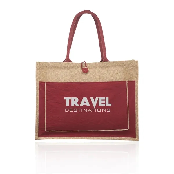 Natural-Red color option for Cotton Pocket Jute Tote Bags