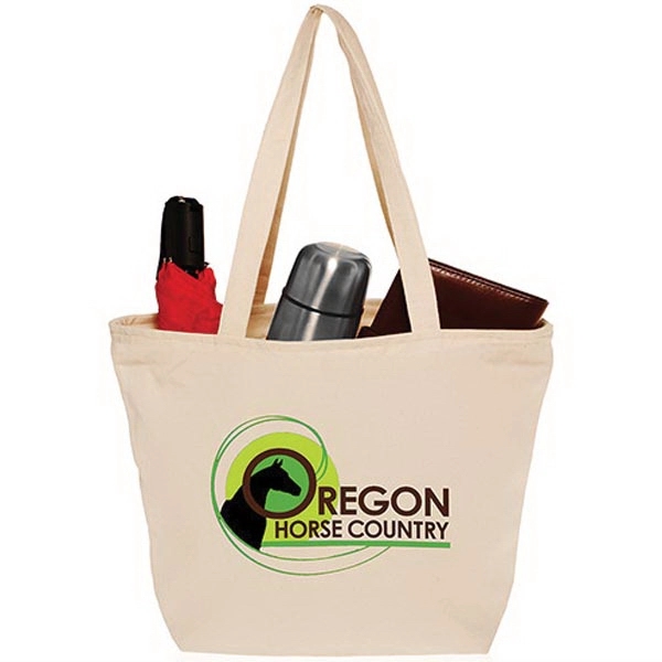 Natural color option for Cotton Canvas Totes With Zipper Closure