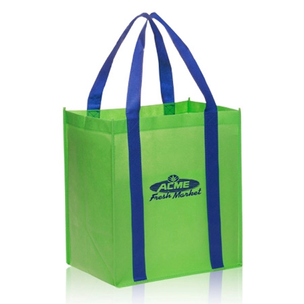Lime Green Blue color option for Non Woven Grocery Tote Bags