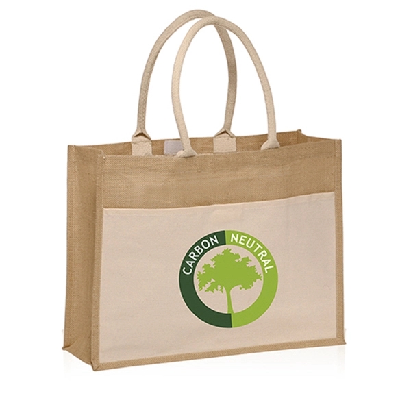 Natural color option for Canvas Pocket Jute Tote Bags