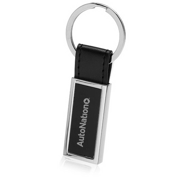 Black color option for Rectangular Metal & Leather Keychains