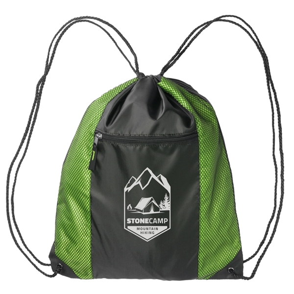 Lime Green color option for Zipper Pocket Drawstring Bags