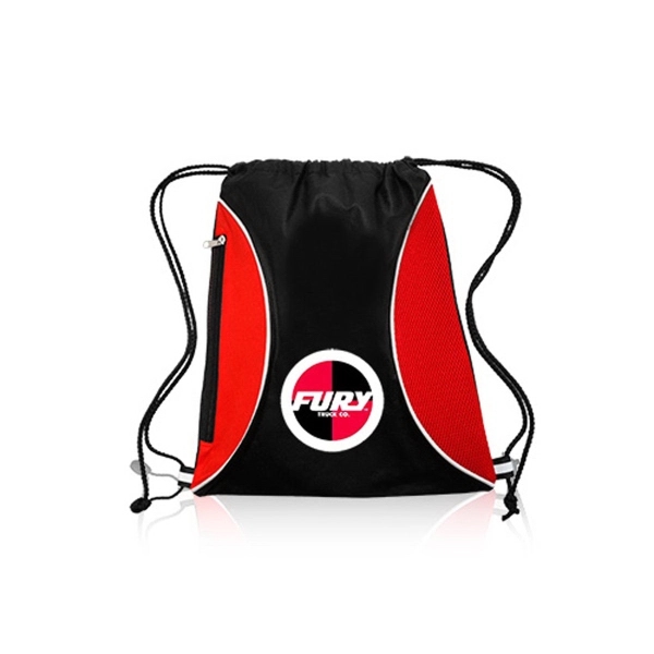 Red color option for Zipper Side Drawstring Backpacks
