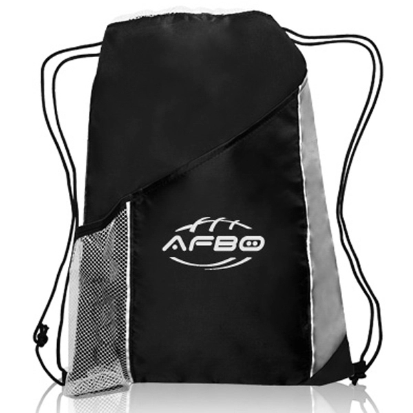 Black color option for Side Mesh Pockets Drawstring Backpacks