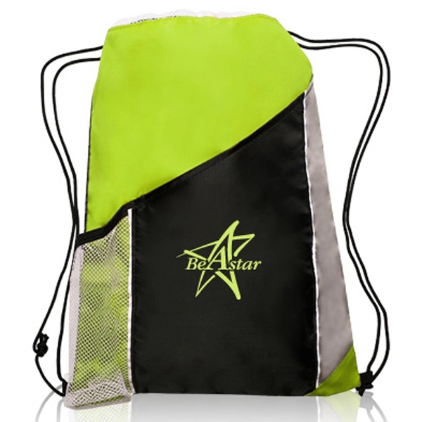 Lime Green color option for Side Mesh Pockets Drawstring Backpacks