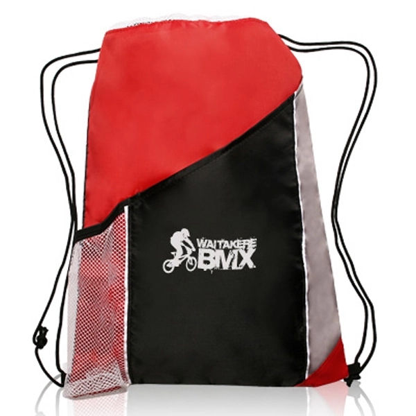 Red color option for Side Mesh Pockets Drawstring Backpacks