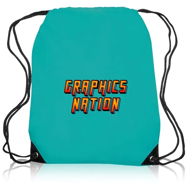 Aqua color option for Black Trim Drawstring Bags