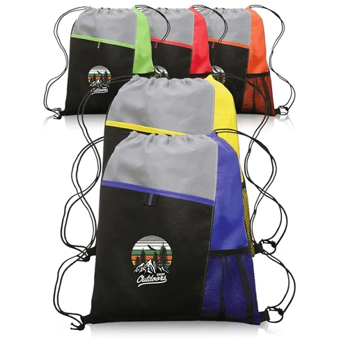 Main photo of Mesh Pocket Drawstring Backpacks