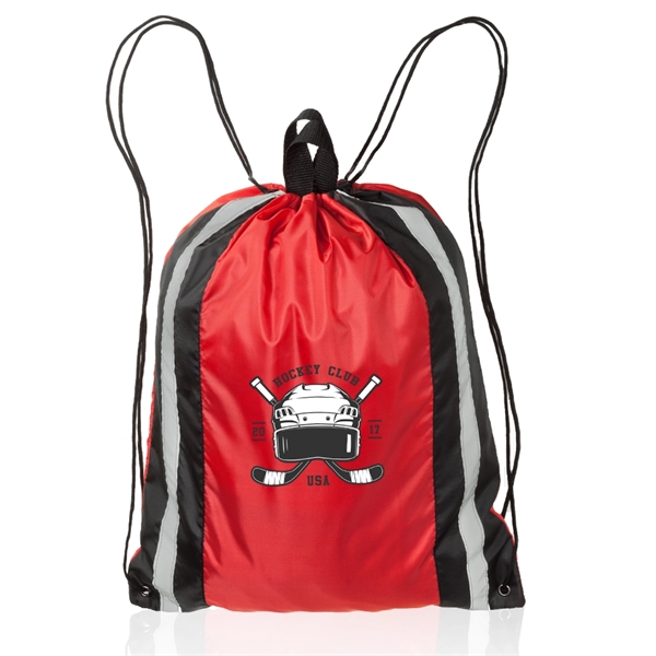 Red color option for Large Reflector Drawstring Backpacks