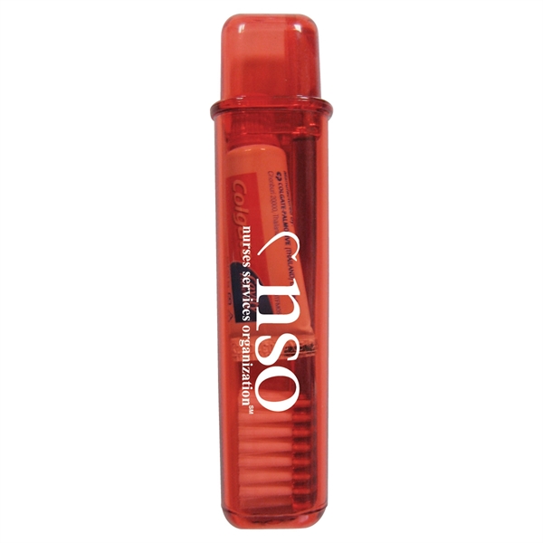 Translucent Red color option for Travel Toothbrush And Colgate Toothpaste