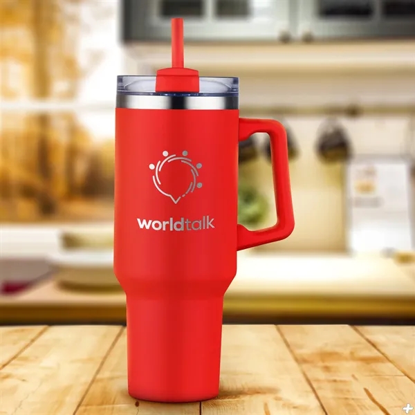 Red color option for 40 Oz. Double Wall Tumbler With Handle And Straw