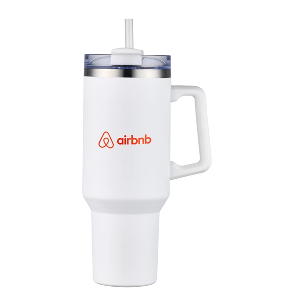 White color option for 40 Oz. Double Wall Tumbler With Handle And Straw