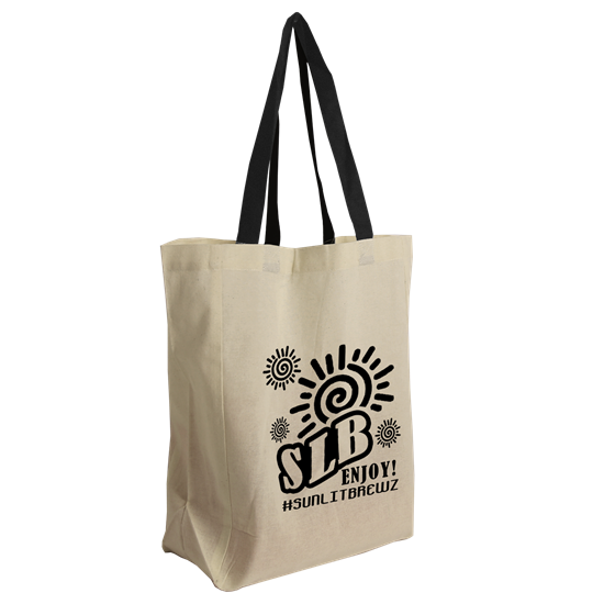 Natural With Black Handles color option for The Brunch Tote   Cotton Grocery Tote