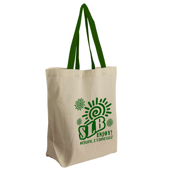 Natural With Green Handles color option for The Brunch Tote   Cotton Grocery Tote