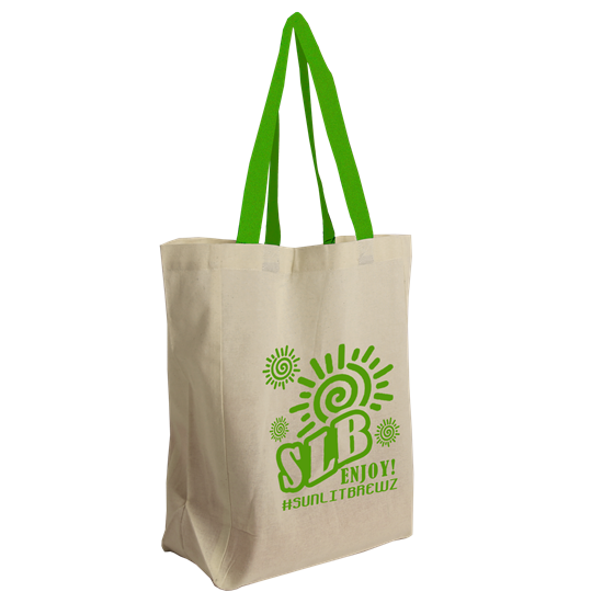 Natural With Lime Green Handles color option for The Brunch Tote   Cotton Grocery Tote