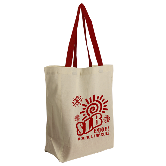 Natural With Red Handles color option for The Brunch Tote   Cotton Grocery Tote