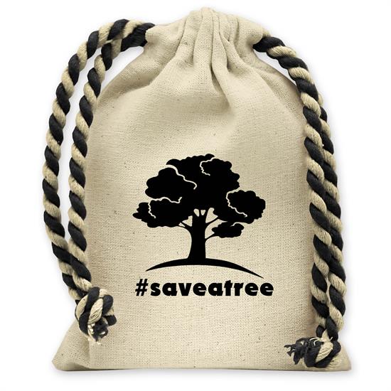 Natural With Black Drawstring color option for Handy Canvas Drawstring Tote
