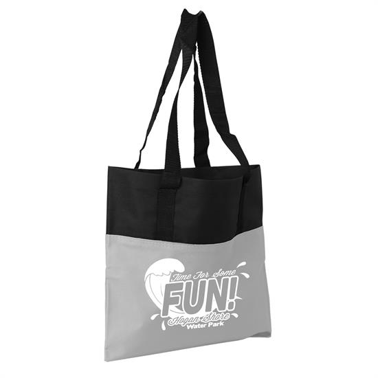 Gray With Black Trim color option for The Day Tote   15" X 15" 600 D Tote Bag