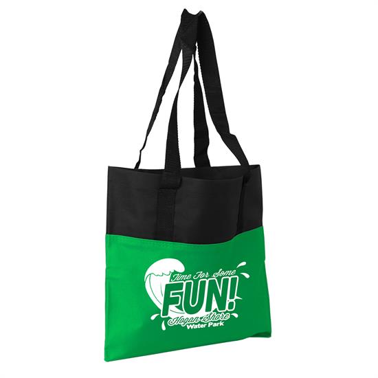 Green With Black Trim color option for The Day Tote   15" X 15" 600 D Tote Bag