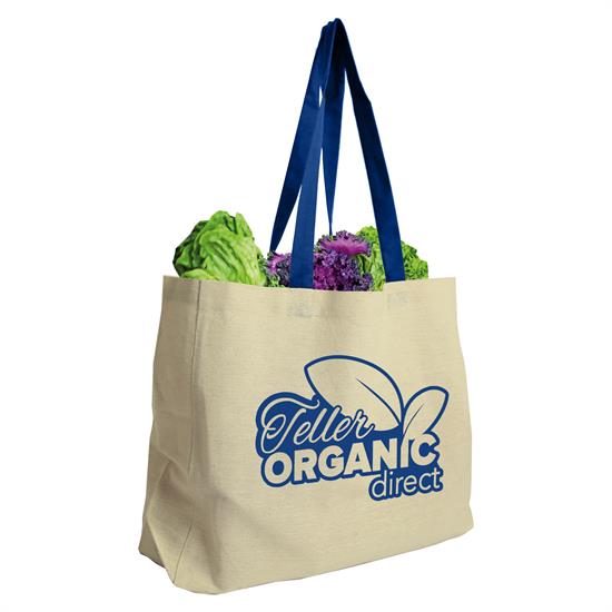 Natural With Blue Handles color option for The Natural   8 Oz. Canvas Tote