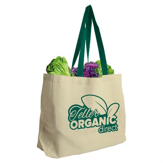 Natural With Green Handles color option for The Natural   8 Oz. Canvas Tote