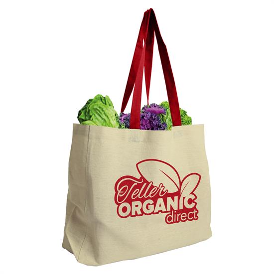 Natural With Red Handles color option for The Natural   8 Oz. Canvas Tote