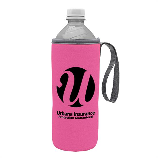 Hot Pink With Gray Trim color option for Water Bottle Caddy With Carry Strap