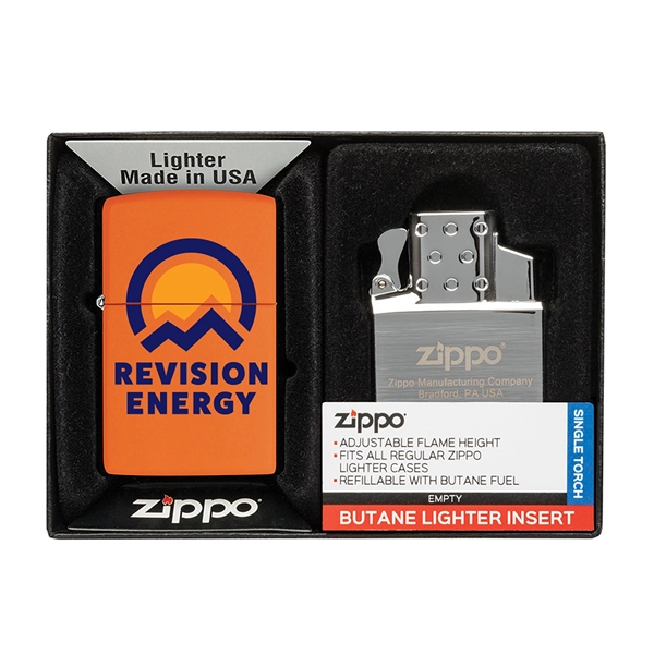 Orange color option for Matte Zippo® Lighter & Single Butane Insert Gift Set