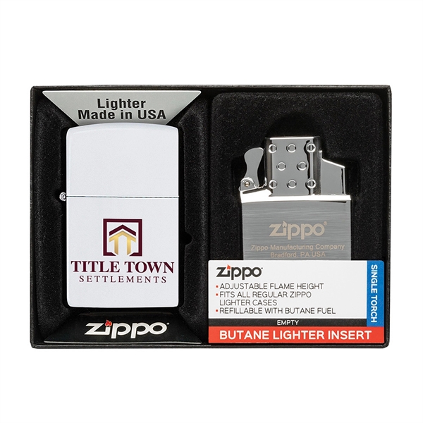 White color option for Matte Zippo® Lighter & Single Butane Insert Gift Set