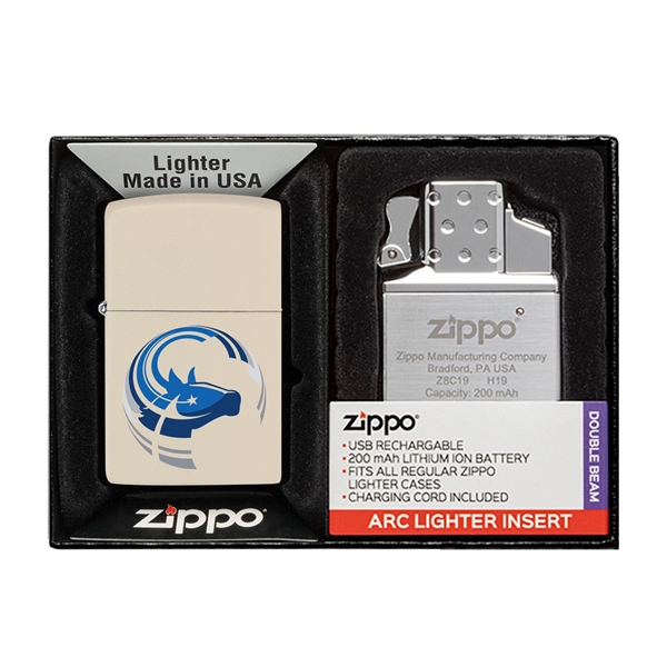 Beige color option for Matte Zippo® Lighter & Rechargeable Electric Lighter Insert Gift Set