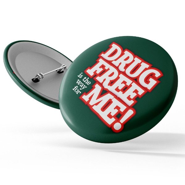 White color option for Stock Awareness Button   Say No To Drugs: "Drug Free Is The Way For Me!"