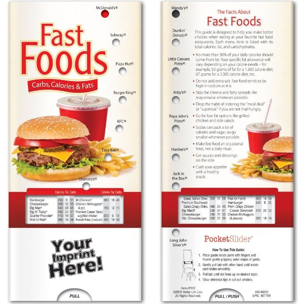 Multicolor color option for Pocket Slider   Fast Foods: Carbs, Calories, And Fat