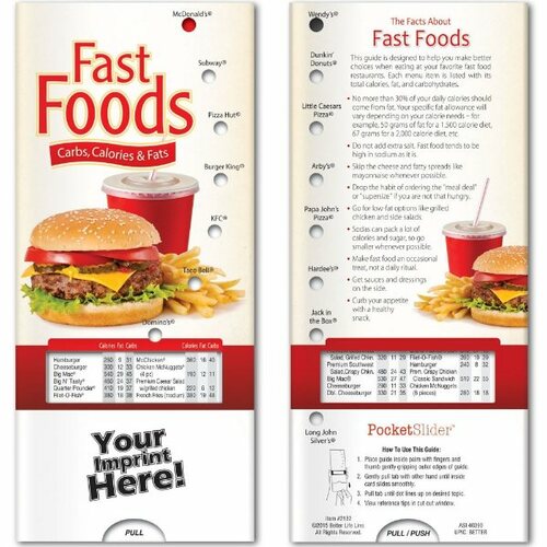 Main photo of Pocket Slider   Fast Foods: Carbs, Calories, And Fat