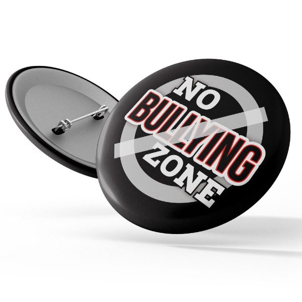 White color option for Stock Awareness Button   Bullying Awareness: "No Bullying Zone"