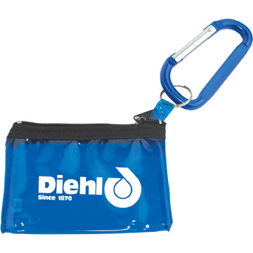 Blue With Translucent Blue Bag color option for Carabiner With Key Tag Pouch