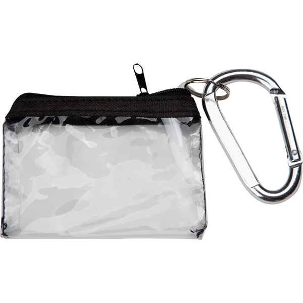 Clear-Silver color option for Carabiner With Key Tag Pouch