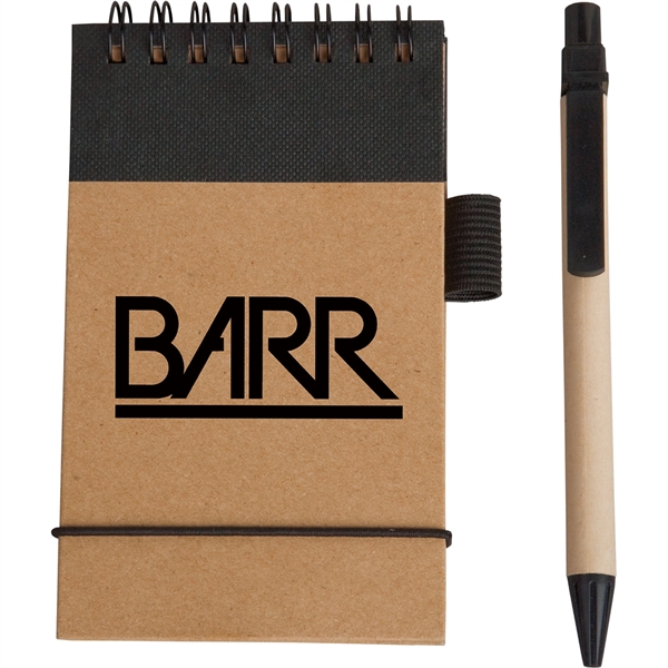 Natural Brown-Black color option for Eco Pocket Jotter With Eco Paper Barrel Pen