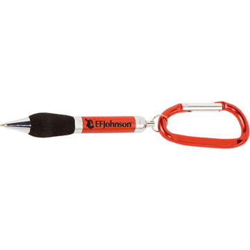 Red Black Grip color option for Soft Grip Metal Pen With Carabiner
