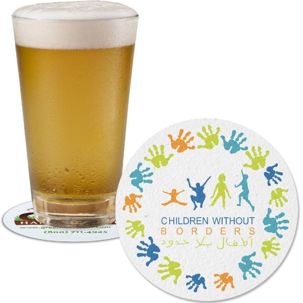 White color option for Premium Seeded Paper Coaster