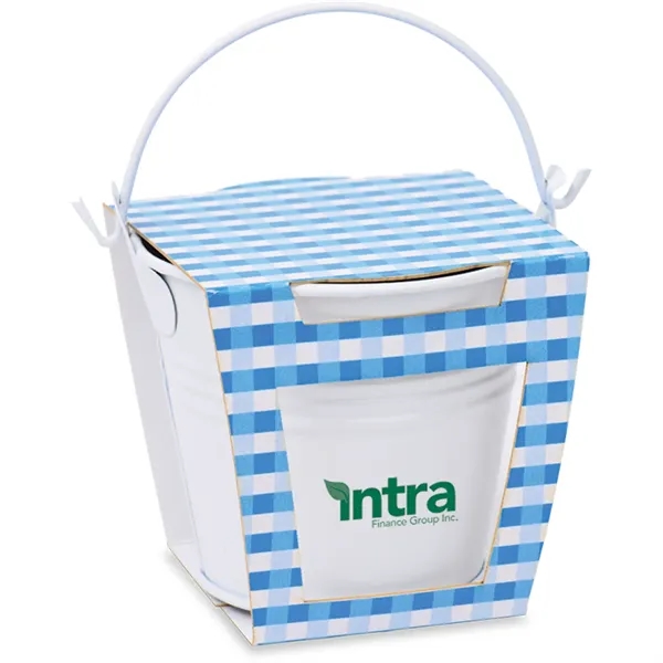 Blue Gingham color option for Bucket O' Blossoms Planter Kit
