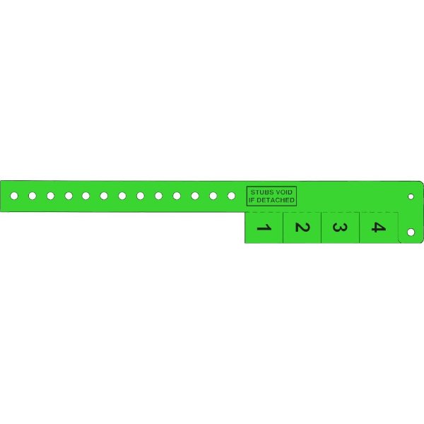 Day Glow Green color option for Multi Tab Vinyl Wristband With 4 Tabs