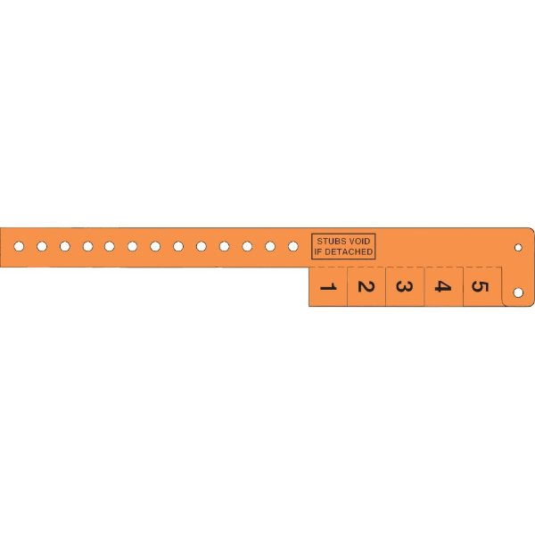 Day Glow Orange color option for Multi Tab Vinyl Wristband With 5 Tabs