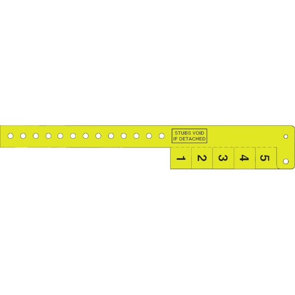 Day Glow Yellow color option for Multi Tab Vinyl Wristband With 5 Tabs