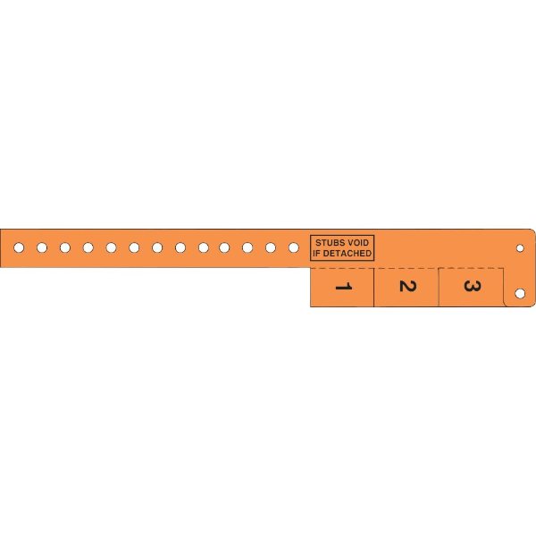 Day Glow Orange color option for Multi Tab Vinyl Wristband With 3 Tabs