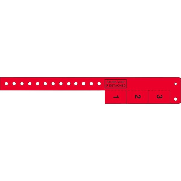 Day Glow Red color option for Multi Tab Vinyl Wristband With 3 Tabs