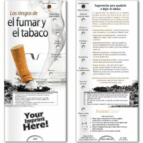 Main photo of Pocket Slider   Risks Of Smoking And Tobacco (Spanish)