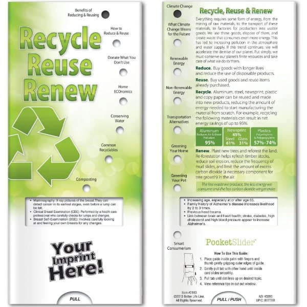 Multicolor color option for Pocket Slider   Recycle, Reuse, Renew